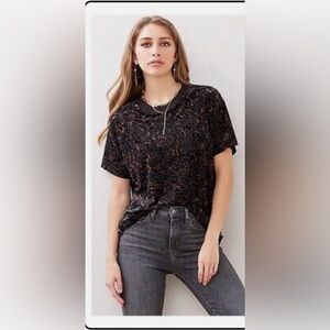 Free People We the Free Teddy Burnout Tee Cheetah Combo Size Small